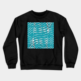 dynamic gray waves on turquoise shapelines Crewneck Sweatshirt